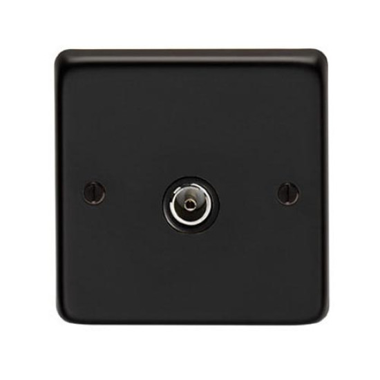 Matt Black Single TV Socket