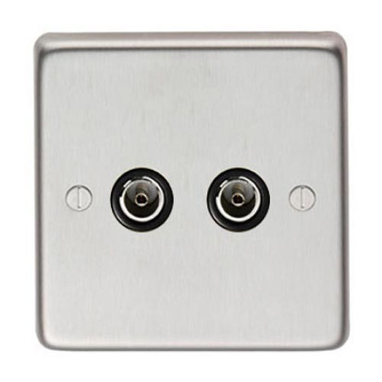 Satin Stainless Steel Double TV Socket
