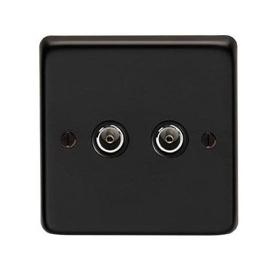 Matt Black Double TV Socket