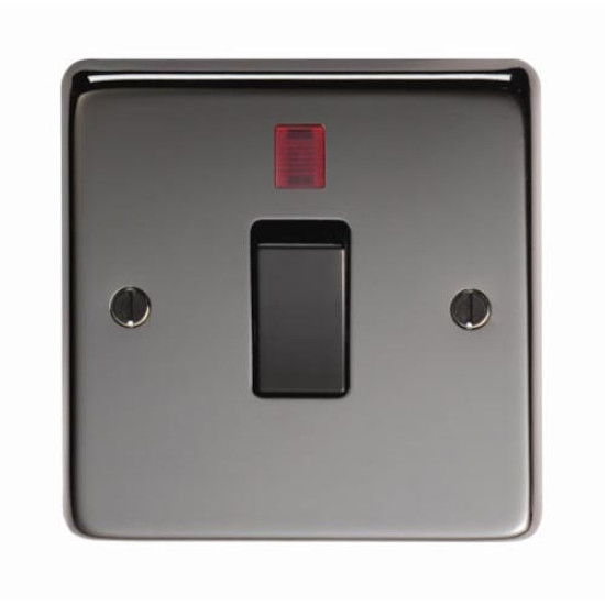 Black Nickel Single Switch & Neon - 20 Amp
