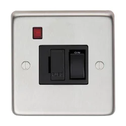 Satin Stainless Steel Fused Switch & Neon - 13 Amp