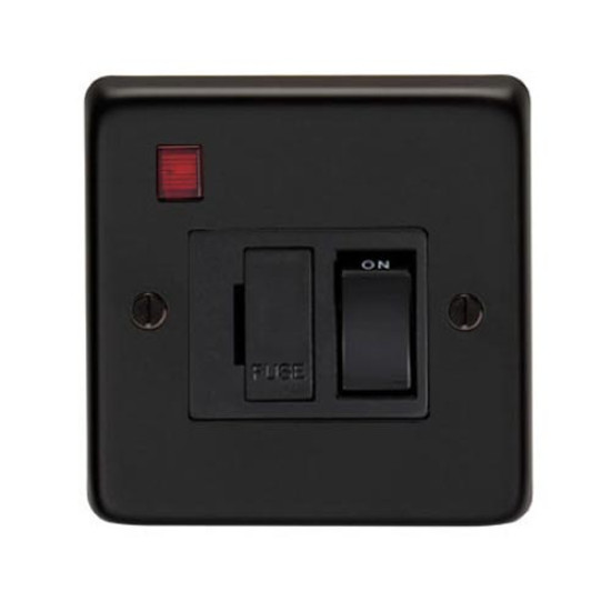 Matt Black Fused Switch & Neon - 13 Amp