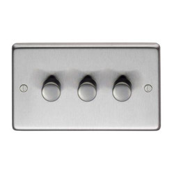 Satin Stainless Steel Triple Dimmer Switch - 400w