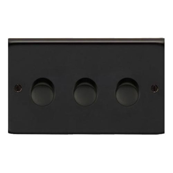 Matt Black Triple Dimmer Switch - 400w