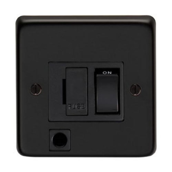 Matt Black Switched Fuse & Flex - 13 Amp