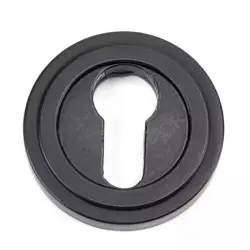 Matt Black Art Deco Round Euro Escutcheon
