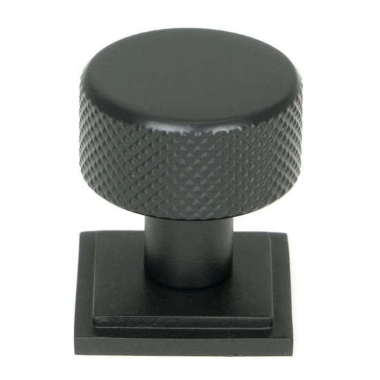 Matt Black Brompton Cabinet Knob on Square Rose