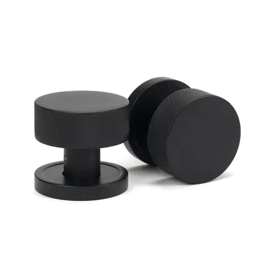 Matt Black Brompton Mortice/Rim Knob Set (Plain)