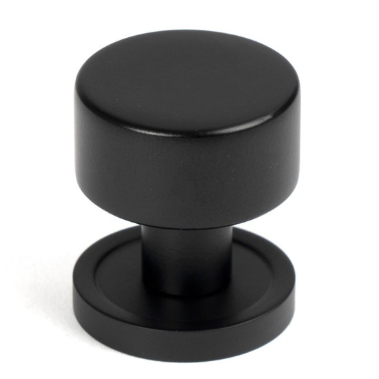 Matt Black Kelso Cabinet Knob on Round Rose