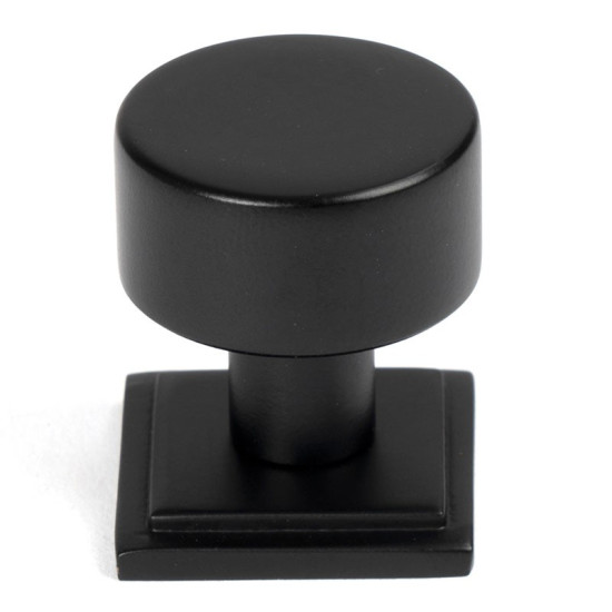 Matt Black Kelso Cabinet Knob on Square Rose