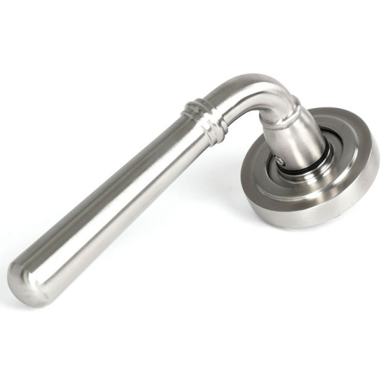 Newbury Unsprung Lever Door Handle on Art Deco Rose Set - Satin Marine Stainless Steel