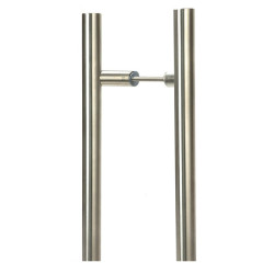 Offset T Bar Handle with Back-to-Back Fixings - Satin Marine Stainless Steel