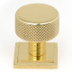 Polished Brass Brompton Cabinet Knob on Square Rose
