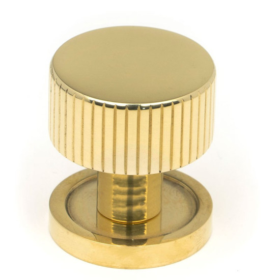 Polished Brass Judd Cabinet Knob on Round Rose