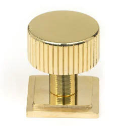 Polished Brass Judd Cabinet Knob on Square Rose