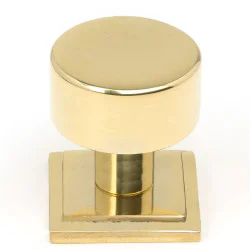 Polished Brass Kelso Cabinet Knob on Square Rose