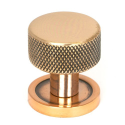 Polished Bronze Brompton Cabinet Knob on Round Rose