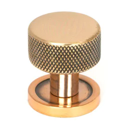 Polished Bronze Brompton Cabinet Knob on Round Rose