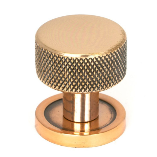 Polished Bronze Brompton Cabinet Knob on Round Rose