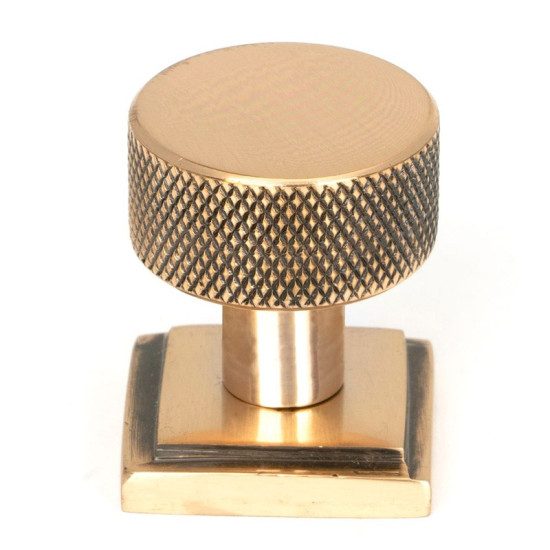 Polished Bronze Brompton Cabinet Knob on Square Rose