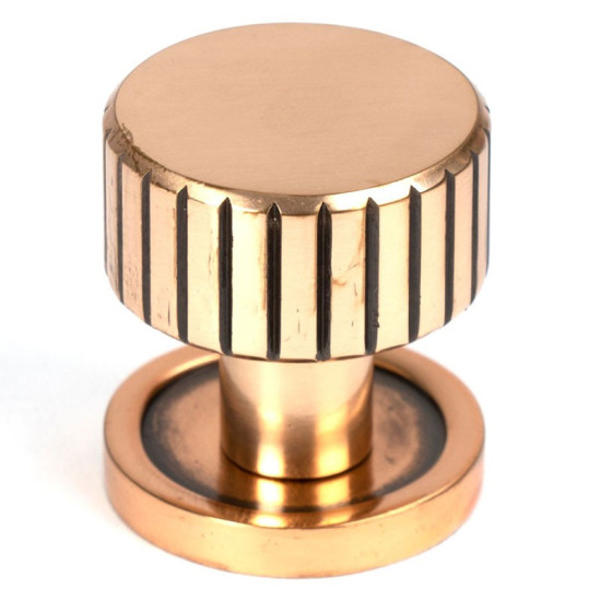 Polished Bronze Judd Cabinet Knob on Round Rose