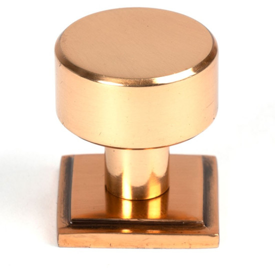 Polished Bronze Kelso Cabinet Knob on Square Rose
