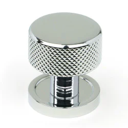 Polished Chrome Brompton Cabinet Knob on Round Rose