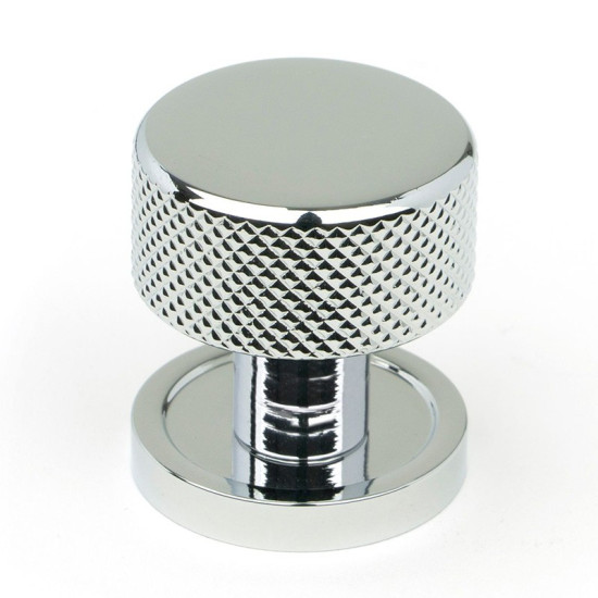 Polished Chrome Brompton Cabinet Knob on Round Rose
