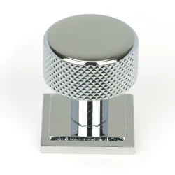 Polished Chrome Brompton Cabinet Knob on Square Rose
