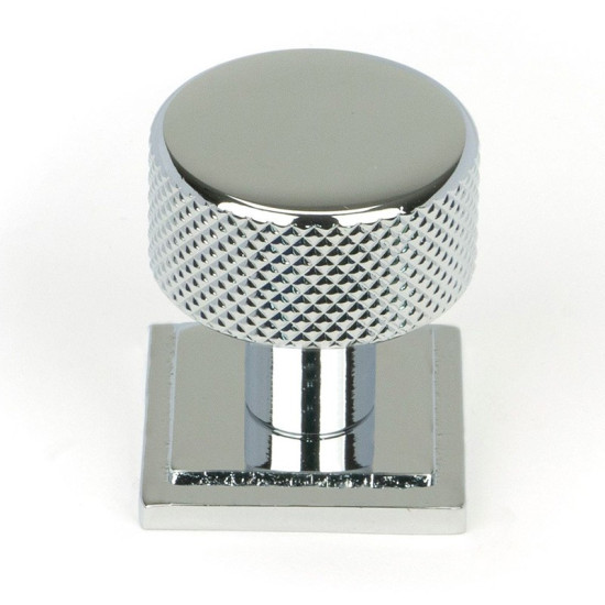 Polished Chrome Brompton Cabinet Knob on Square Rose