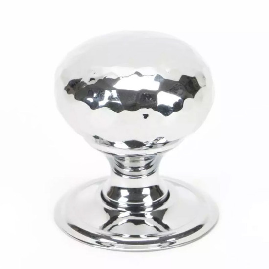 Polished Chrome Hammered Mushroom Cabinet Knob