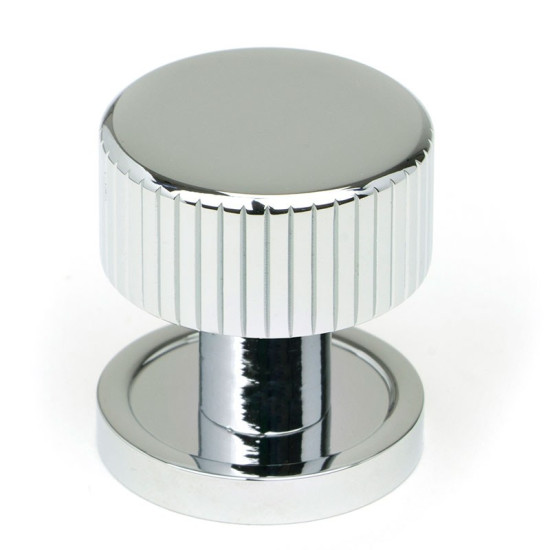 Polished Chrome Judd Cabinet Knob on Round Rose