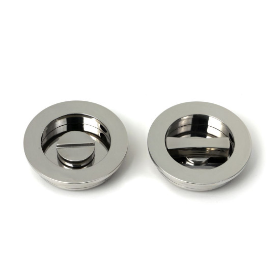 Polished Marine SS (316) Plain Round Pull - Privacy Set