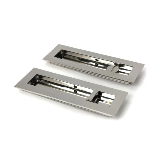 Polished Marine SS (316) Plain Rectangular Pull - Privacy Set
