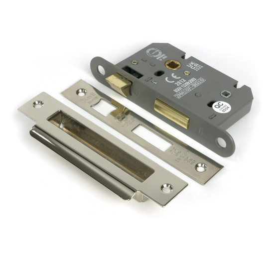 Polished Nickel Heavy Duty Bathroom Mortice Lock