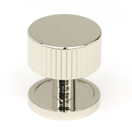 Polished Nickel Judd Cabinet Knob on Round Rose