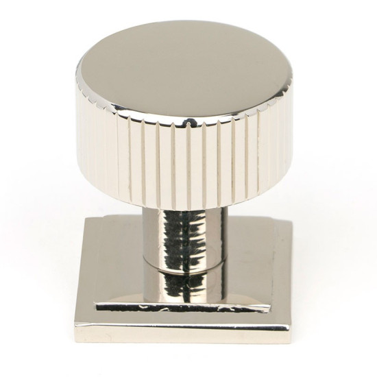 Polished Nickel Judd Cabinet Knob on Square Rose
