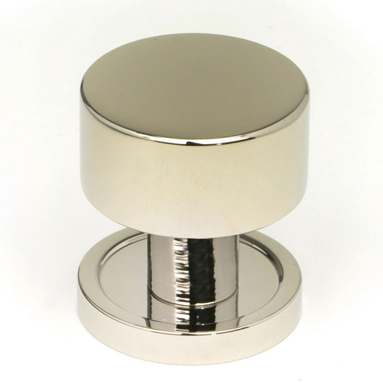Polished Nickel Kelso Cabinet Knob on Round Rose