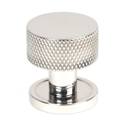 Polished Stainless Steel Brompton Cabinet Knob on Round Rose