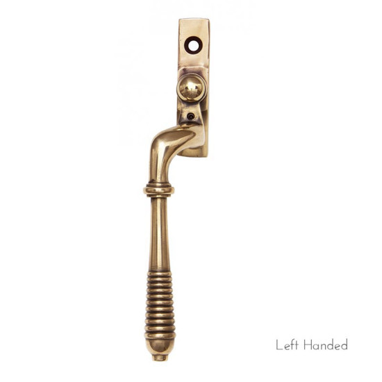 Reeded Espagnolette Casement Fastener - Polished Bronze