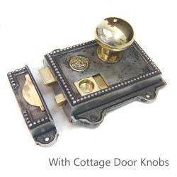 Regency Cast Iron and Brass Rim Latch Set