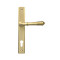 Satin Brass Reeded Slimline Lever Espag. Lock Set