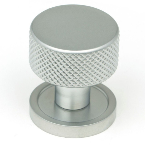 Satin Chrome Brompton Cabinet Knob on Round Rose