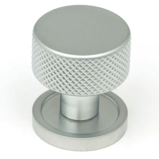 Satin Chrome Brompton Cabinet Knob on Round Rose