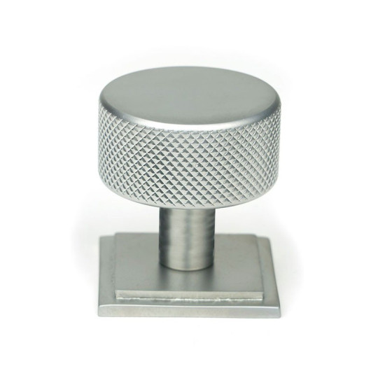 Satin Chrome Brompton Cabinet Knob on Square Rose