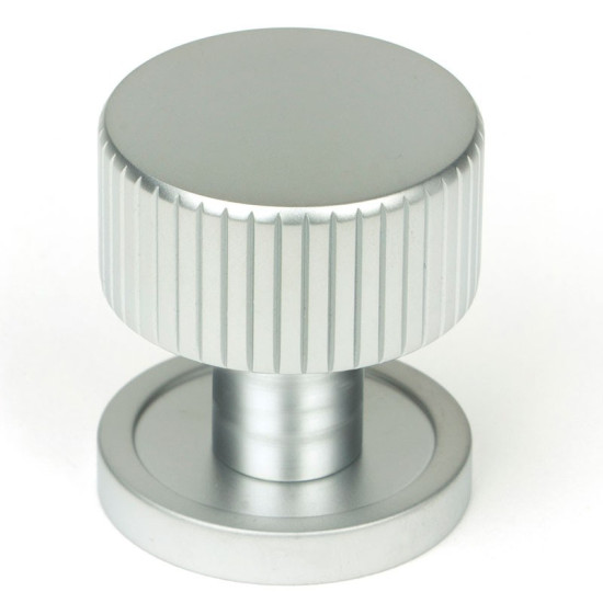 Satin Chrome Judd Cabinet Knob on Round Rose