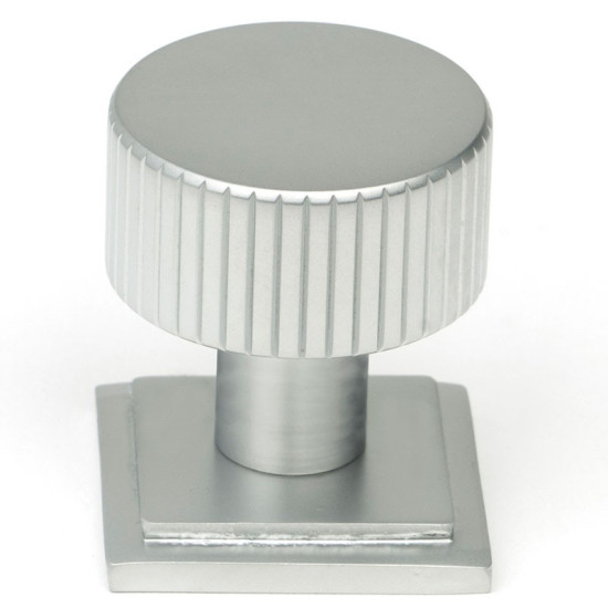 Satin Chrome Judd Cabinet Knob on Square Rose
