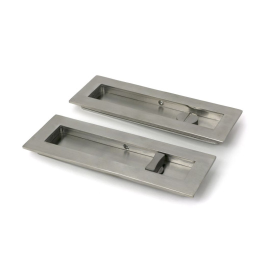 Satin Marine SS (316) Plain Rectangular Pull - Privacy Set