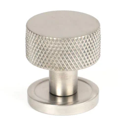 Satin Stainless Steel Brompton Cabinet Knob on Round Rose