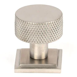 Satin Stainless Steel Brompton Cabinet Knob on Square Rose